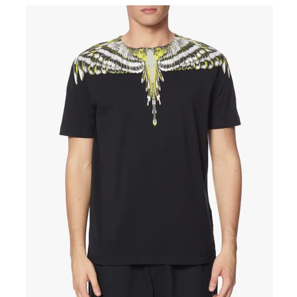 Marcelo Burlon Wings T Shirt Black Yellow Graphic Luxury Streetwear